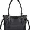 Satchel Handbags | Over Earth Over Earth Womens Shoulder Bags Leather Tote Crossbody Purse Soft Genuine Leather Handbags(O104E-3G Black)