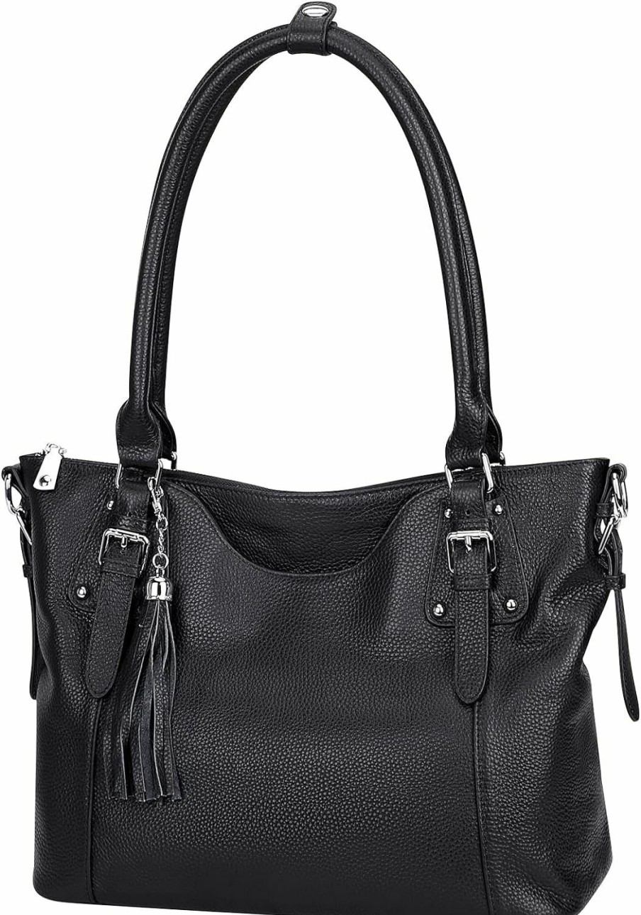 Satchel Handbags | Over Earth Over Earth Womens Shoulder Bags Leather Tote Crossbody Purse Soft Genuine Leather Handbags(O104E-3G Black)