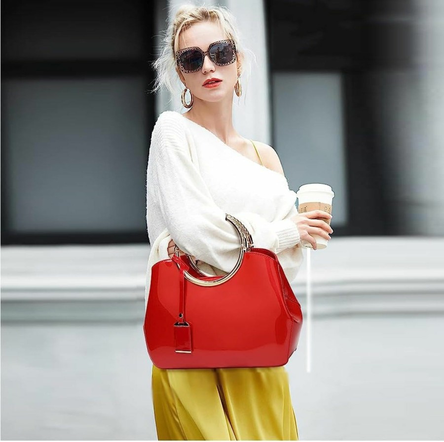 Satchel Handbags | ZiMing Ziming Patent Leather Handbag For Women Top Handle Tote Bag Satchel Evening Bags Shoulder Bag Ladies Gorgeous Purse