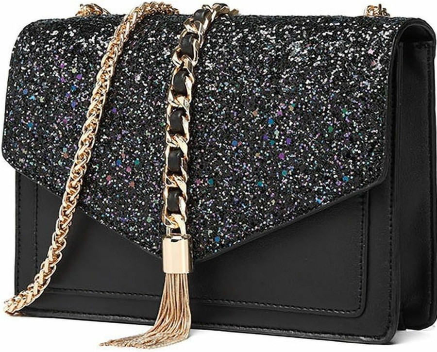 Satchel Handbags | Generic Waiyqju Starry Glitter Reflective Fringe Faux Leather Women'S Underarm Bag Luxury Elegant Colorful Square Chain Satchel