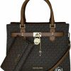 Satchel Handbags | Michael Kors Michael Michael Kors Hamilton Md Satchel Bundled With Trifold Wallet And Purse Hook (Signature Mk Brown)