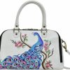 Satchel Handbags | Anna by Anuschka Anna By Anuschka Women'S Hand-Painted Leather Wide Organizer Satchel, Peacock Bliss