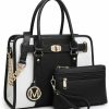 Satchel Handbags | MKP COLLECTION Mkp Women Satchel Handbags Purses Two Tone Top Handle Tote Shoulder Bags With Matching Wristlet Wallet Set 2Pcs