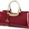 Satchel Handbags | HOXIS Hoxis Glossy Faux Patent Leather Structured Shoulder Handbag Women Evening Party Satchel