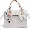 Satchel Handbags | FENGJINRUHUA Women Luxury Leather Top Handle Fashion Designer Ribbon Handbags Crossbody Bags