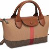 Satchel Handbags | Waiyqju Waiyqju Small Size Luxury Plaid Women'S Top Handle Handbag Canvas And Leather Mini Contrasting Colors Satchel