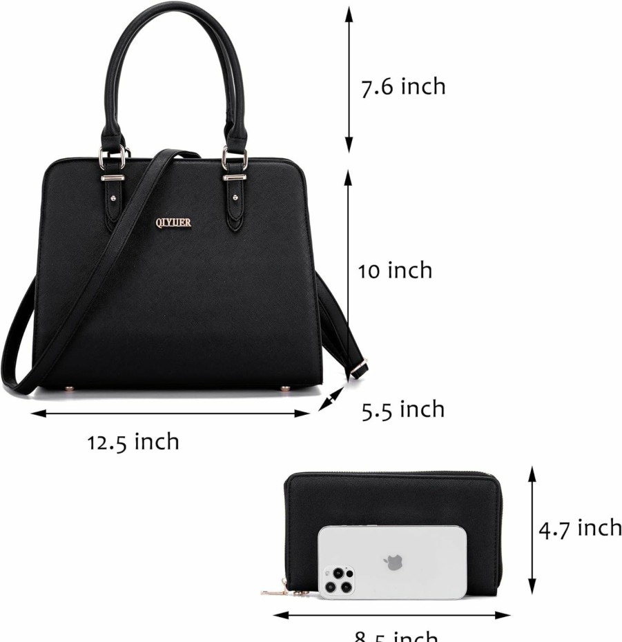 Satchel Handbags | Qiyuer Qiyuer Satchel Purses For Women Top Handle Bag Purse And Wallet Set Work Tote Bags 2Pcs