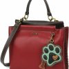 Satchel Handbags | CHALA Chala Charming Satchel With Adjustable Strap - Paw Print - Burgundy