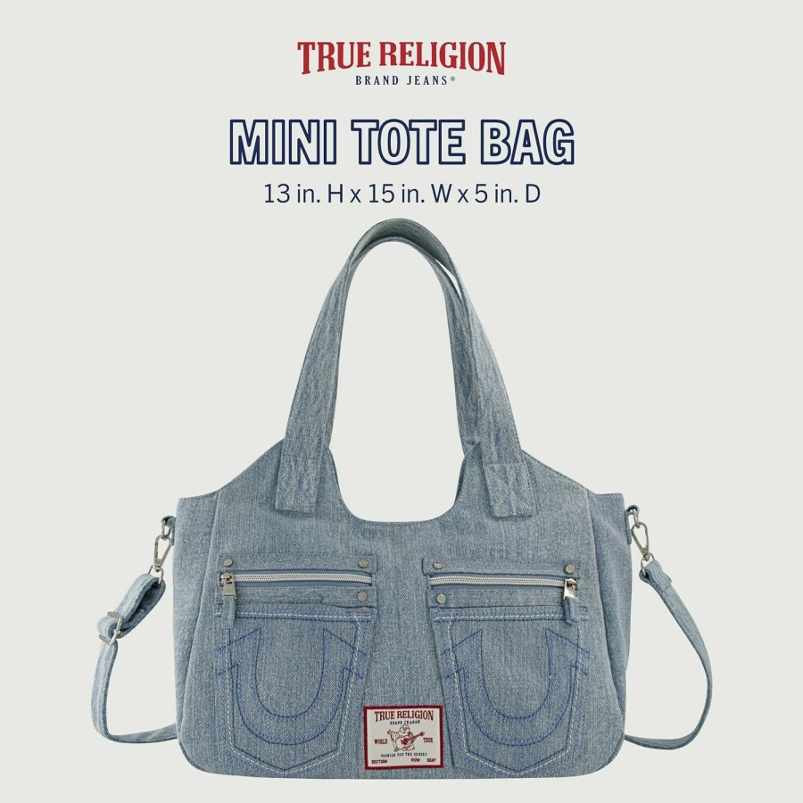 Satchel Handbags | True Religion True Religion Women'S Satchel Bag, Crossbody Purse Handbag With Horseshoe Logo Stitching, Denim