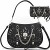 Satchel Handbags | WESTERN ORIGIN Punk Gothic Rock Metallic Skull Chain Purse Skeleton Leather Shoulder Bag Crossbody Bag Satchel Women Handbag Wallet Set