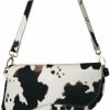 Satchel Handbags | PURFANREE Purfanree Women Cow Print Saddle Shoulder Bag Clutch Purse Underarm Handbag Satchel Zipper Crossbody Bag