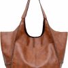 Satchel Handbags | SZTLKHH New Ladies Leather Satchel Tote Bag | Work Tote Bag Shoulder Bag Wallet Soft Messenger Bag Oversized Bag (Brown)