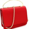 Satchel Handbags | Trendeology Classy Small Mini Metal Top-Handle Flap Simple Minimalist Satchel Clutch Purse Crossbody Bag