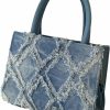 Satchel Handbags | GORGLITTER Gorglitter Women'S Frayed Trim Denim Satchel Handbags Y2K Double Handle Square Bag Shoulder Bag