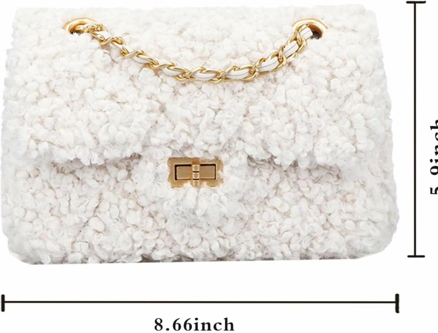 Satchel Handbags | Qiayime Women Plush Shoulder Bag Ladies Fashion Fluffy Crossbody Bag Small Chain Handbag Purse Soft Clutch Satchel Evening Fuzzy Bag