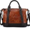 Satchel Handbags | ORIREAL Crossbody Bag For Women Vintage Rose Top Handle Tote Purses Genuine Leather Satchels Handbag