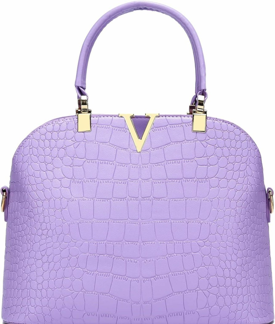 Satchel Handbags | SHUIANGRAN Shuiangran Lavender Satchels For Women Womens Purses And Handbags Ladies Pu Leather Top Handle Shoulder Tote Bags