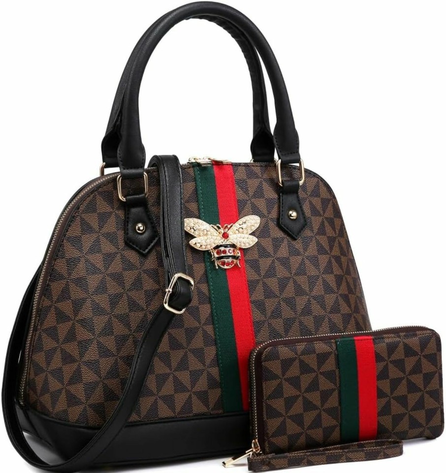 Satchel Handbags | Trendeology Trendeology Leopard Ostrich Animal Print Vegan Leather Dome Satchel Purse Handbag