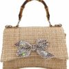 Satchel Handbags | KISTANIA Women'S Straw Woven Crossbody Handbags Rhinestone Bowknots Bamboo Handle Strap Clutch Purse Evening Handbag For Summer Beach