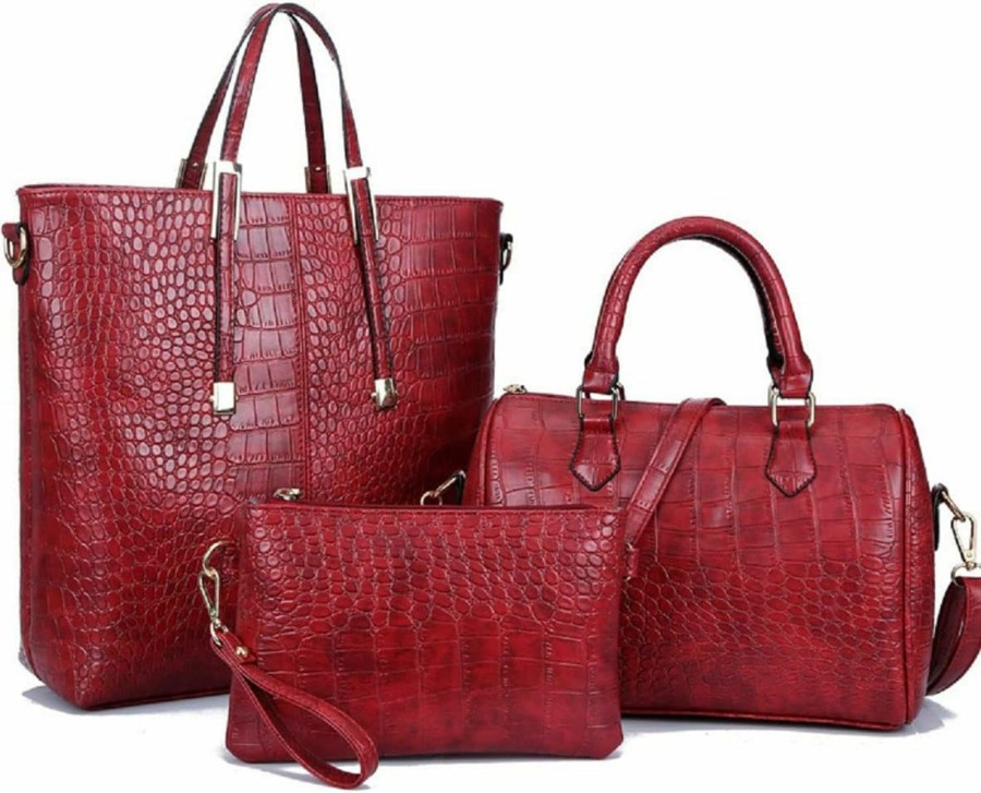 Satchel Handbags | XingChen Xingchen 3-Pc Women Pu Handbag+Shoulder Bag+Clutch Crocodile Pattern Top Handle Fashion Satchel Tote Purse