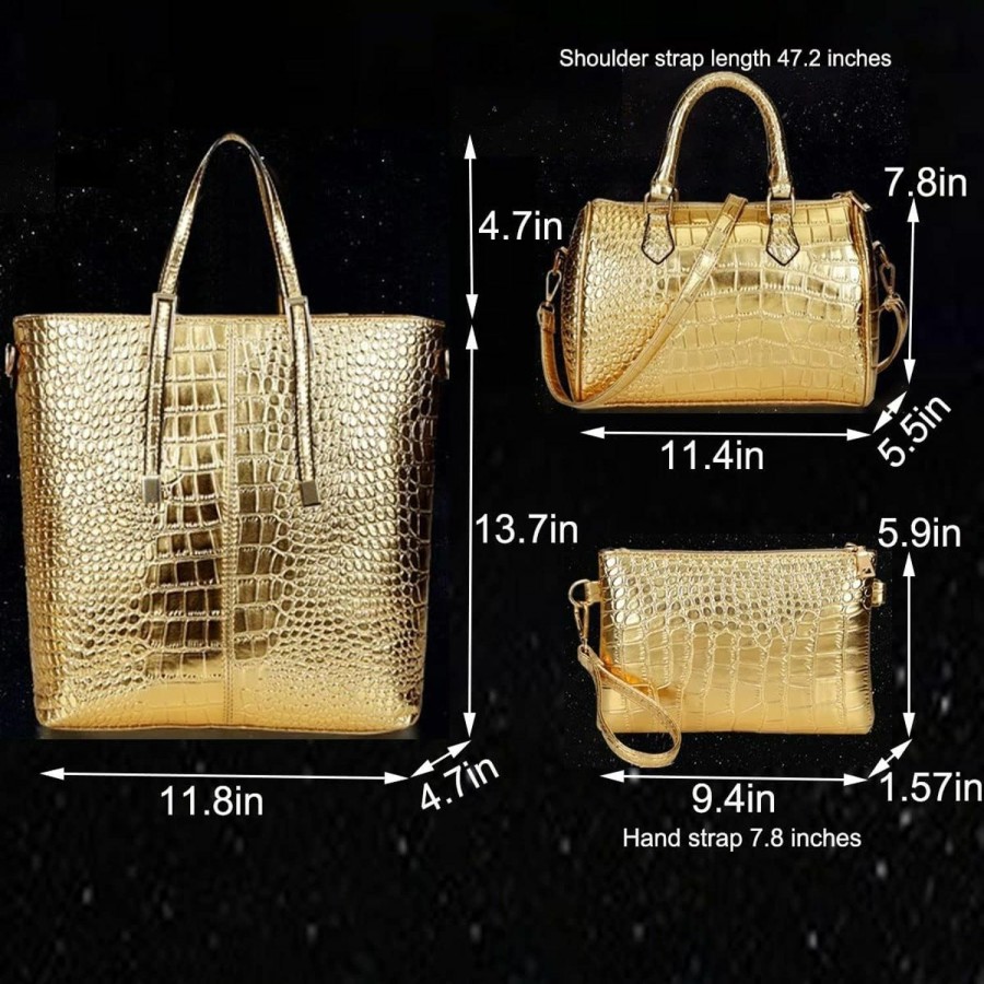 Satchel Handbags | XingChen Xingchen 3-Pc Women Pu Handbag+Shoulder Bag+Clutch Crocodile Pattern Top Handle Fashion Satchel Tote Purse