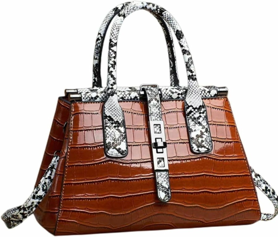 Satchel Handbags | WIGUYUN Wiguyun Women Patent Faux Leather Satchel Handbag Crocodile Tote Purse Snakeskin Handle Shoulder Bag,Gift For Wife/Mom