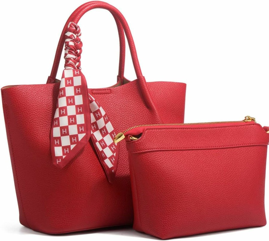 Satchel Handbags | Generic Bagkcopp Set Of 2 Red Purses And Handbags For Women Shoulder Tote Bags Top Handle Satchel,Bride And Bridesmaid Handbag