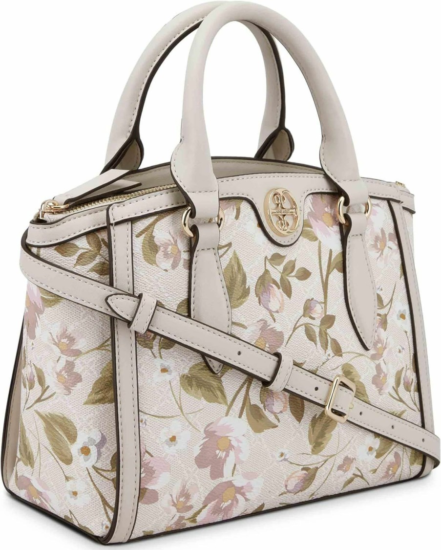 Satchel Handbags | Nine West Nine West Kyelle Small Jet Set Satchel, Floral Logo Milk