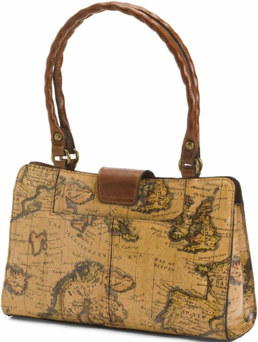 Satchel Handbags | Patricia Nash Patricia Nash Rienzo Multi Pocket European Map Leather Satchel