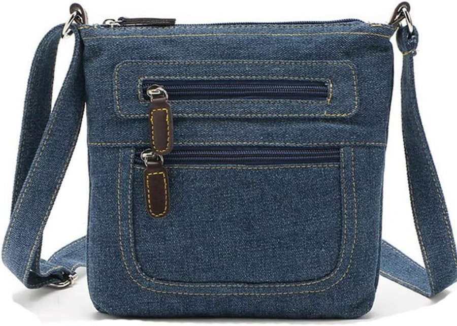 Satchel Handbags | Dayfine Dayfine Denim Crossbody Bag For Women And Men Small Single Shoulder Bag Satchel Handbags Ladies Purses Casual Bag Multi-Pocket Zip Square Wallet