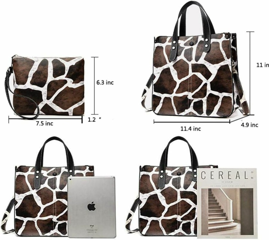 Satchel Handbags | KOON Tote Bag For Women Zebra Cows Deer Leopard Pattern Shoulder Bag Hobos Purse Large Satchel Handbag For Work Travel Shopping