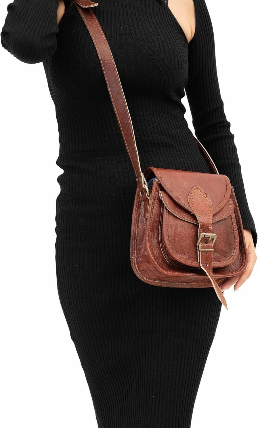 Satchel Handbags | Shy Shy Let's Touch The Sky 9 Inch Women Leather Cross-Body Shoulder Bag Satchel Ladies Purse Genuine Multi Pocket Saddle Vintage Handmade Travel