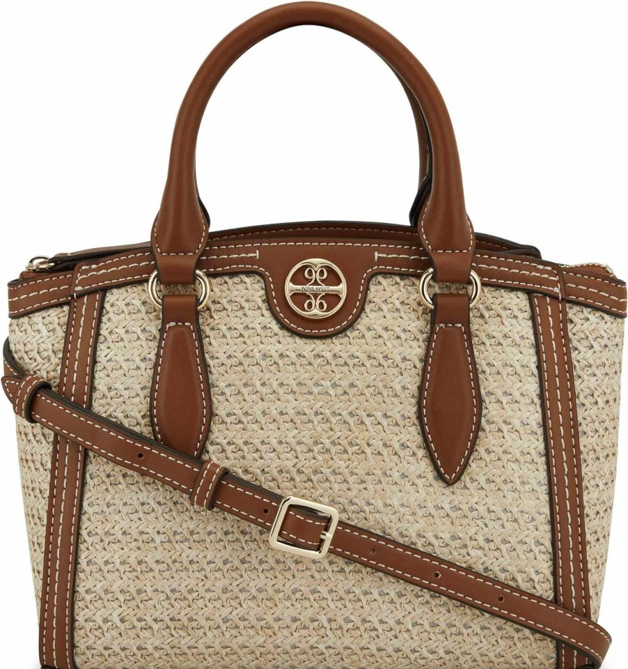 Satchel Handbags | Nine West Nine West Kyelle Small Jet Set Satchel, Natural Dark Camel