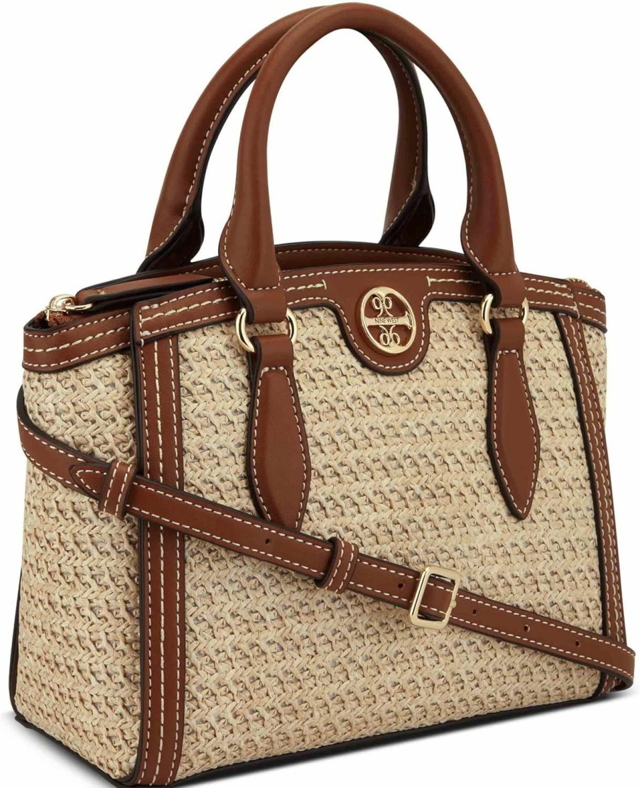 Satchel Handbags | Nine West Nine West Kyelle Small Jet Set Satchel, Natural Dark Camel