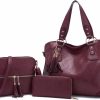 Satchel Handbags | Qiyuer Purses And Wallets Set For Women Tote Handbags Large Hobo Bag Purse With Wallet 3Pcs