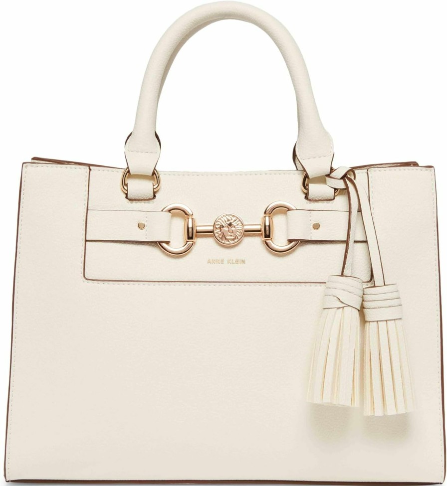 Satchel Handbags | Anne Klein Anne Klein E/W Horsebit Satchel, Anne White