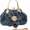 Satchel Handbags | kilofly Kilofly Women'S Large Flower Denim Satchel Handbag Shoulder Bag + Kf Money Clip