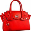 Satchel Handbags | Michael Kors Michael Kors Carmen Medium Belted Satchel Crossbody Strap (Bright Red)